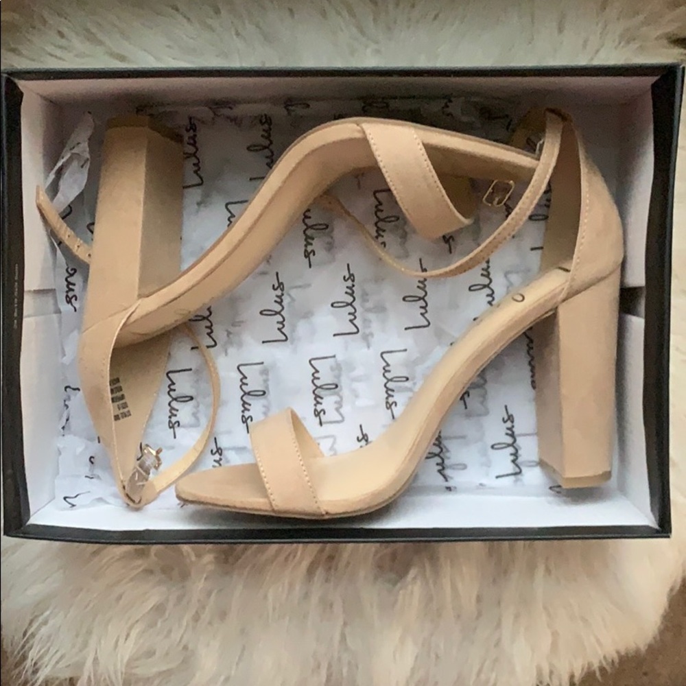 Lulu’s Taylor Natural Suede Ankle Strap Heels